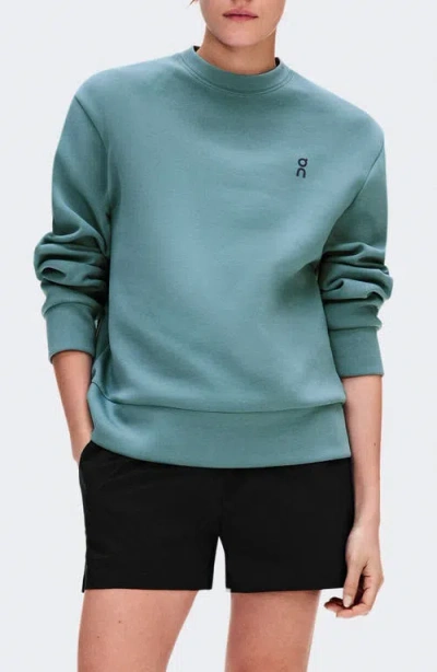 On Focus Tech Crewneck Sweatshirt In Green