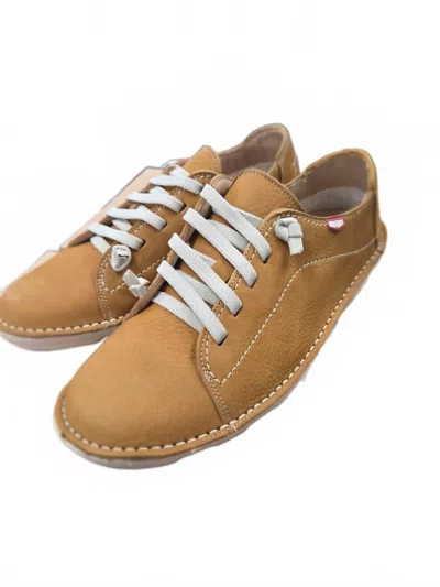 On Foot Men's Tacman Lace Up Shoes In Nobuck Mastaza Mustard In Animal Print