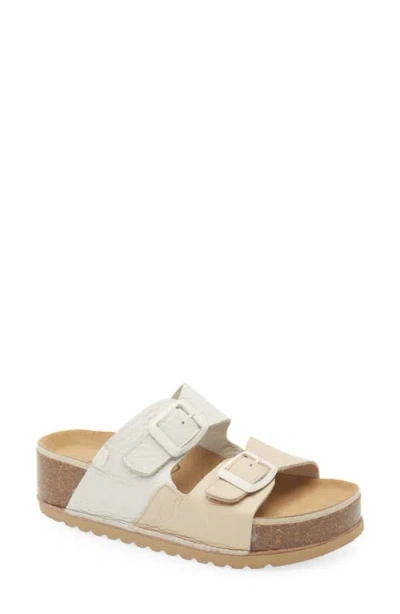 On Foot Seattle Platform Sandal In Beige/blanco