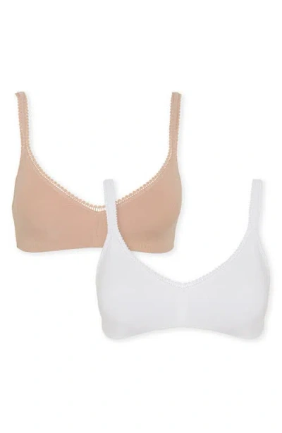 On Gossamer 2-pack Cabana Cotton Bralettes In Brown