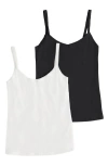 On Gossamer Cabana Reversible Camisoles, Pack Of 2 In Black/white