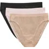 On Gossamer 3-pack Mesh High Cut Briefs In Blackchampagnemauvechalk