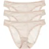 On Gossamer 3-pack Mesh Hip Bikinis In Neutral