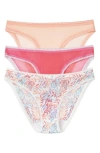 On Gossamer 3-pack Mesh Hip Bikinis In Dancing Leaves/confetti/tropic