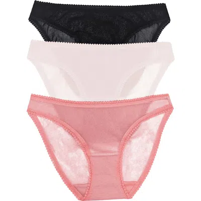 On Gossamer 3-pack Mesh Hip Bikinis In Multi
