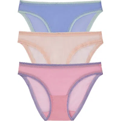 On Gossamer 3-pack Mesh Hip Bikinis In Multi