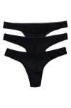 On Gossamer 3-pack Mesh Thongs In Black