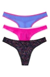 On Gossamer 3-pack Mesh Thongs In Butterfly Effect/rose Violet