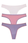 On Gossamer 3-pack Mesh Thongs In Db/cr/mc