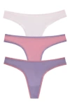 On Gossamer 3-pack Mesh Thongs In Daybreak/ Confetti/ Chalk