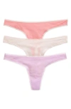 On Gossamer 3-pack Mesh Thongs In Lupine/ Mauve/ Soft Coral