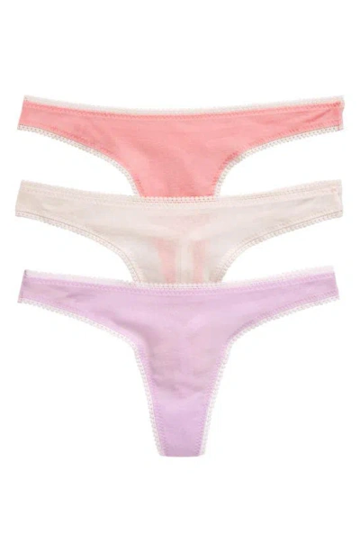 On Gossamer 3-pack Mesh Thongs In Lupine/ Mauve/ Soft Coral