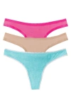 On Gossamer 3-pack Mesh Thongs In Multi