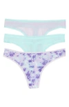 On Gossamer 3-pack Mesh Thongs In Paradise/orchid/violet