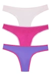 On Gossamer 3-pack Mesh Thongs In Very Peri/rose Violet/chalk