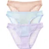 On Gossamer 3-pack Sheer Mesh Bikinis In Multi