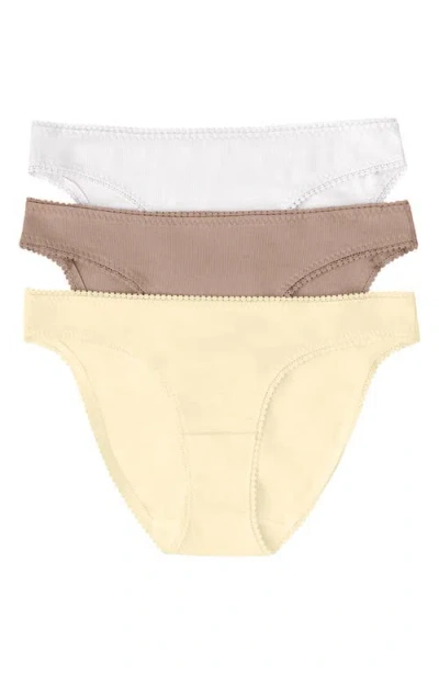 On Gossamer 3-pack Cotton Hip Bikinis In Brown
