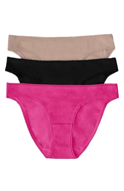 On Gossamer 3-pack Cotton Hip Bikinis In Multi