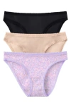 On Gossamer 3-pack Mesh Hip Bikinis In Multi
