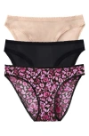 On Gossamer 3-pack Mesh Hip Bikinis In Multi
