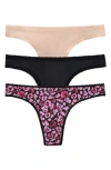 On Gossamer 3-pack Mesh Thongs In Multi