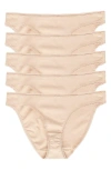 On Gossamer Cabana Cotton Bikinis, Set Of 5 In Champagne