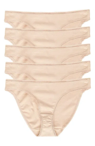 ON GOSSAMER ON GOSSAMER 5-PACK CABANA STRETCH COTTON HIP-BIKINIS