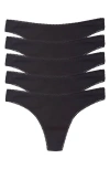 On Gossamer Cabana Hip G Thongs, Set Of 5 In Black