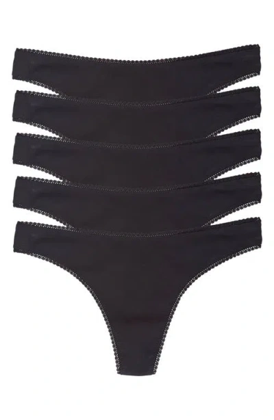 ON GOSSAMER ON GOSSAMER 5-PACK CABANA STRETCH COTTON HIP-G THONGS