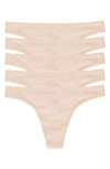 On Gossamer Cabana Hip G Thongs, Set Of 5 In Champagne