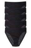 On Gossamer Mesh High Cut Briefs, Set Of 5 In Black