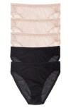 On Gossamer 5-pack Mesh High Cut Briefs In Black/champagne