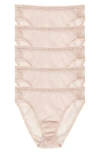 On Gossamer Mesh High Cut Briefs, Set Of 5 In Champagne