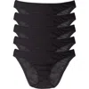 On Gossamer Mesh Hipster Bikinis, Set Of 5 In Black