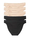 On Gossamer 5-pack Cabana Stretch Cotton Bikinis In Black/champagne