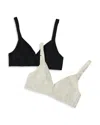 On Gossamer Women's Cotton Bralette, Pack Of 2 010404p2 In Black/gray