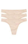 On Gossamer Cabana Cotton 3-pack Thongs In Neutral