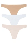 On Gossamer Cabana Cotton Blend Hip-g Thongs, Set Of 3 In Champagne/blush/white