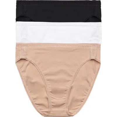 ON GOSSAMER ON GOSSAMER CABANA COTTON ASSORTED 3-PACK HIGH CUT BRIEFS