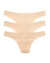 On Gossamer Cabana Cotton Blend Hip-g Thongs, Set Of 3 In Neutral