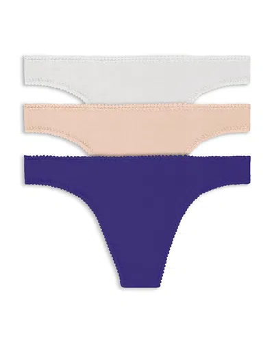 On Gossamer Cabana Cotton Blend Hip-g Thongs, Set Of 3 In Multi