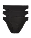 On Gossamer Cabana Cotton Blend Stretch Hip Bikinis, Set Of 3 In Black