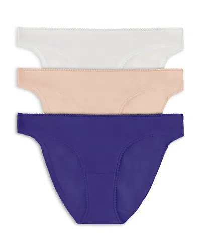 ON GOSSAMER CABANA COTTON BLEND STRETCH HIP BIKINIS, SET OF 3