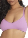 On Gossamer Cabana Cotton Bralette In Violet Flower