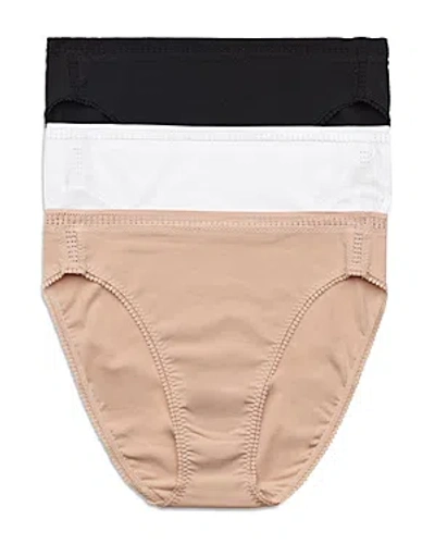 On Gossamer Cabana Cotton High Waist Briefs, Pack Of 3 In Black/white/champagne