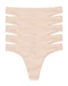 On Gossamer Cabana Hip G Thongs, Set Of 5 In Champagne