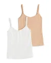 On Gossamer 2-pack Cabana Cotton Reversible Camisoles In Champage/white