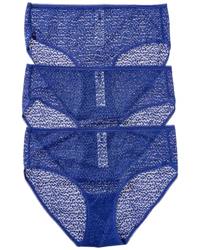 On Gossamer Dkny 3pk Modern Lace Hipster In Blue