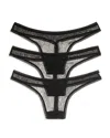 On Gossamer Hip G Thongs, Set Of 3 In Black