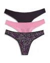 On Gossamer 3-pack Mesh Thongs In Black Confetti